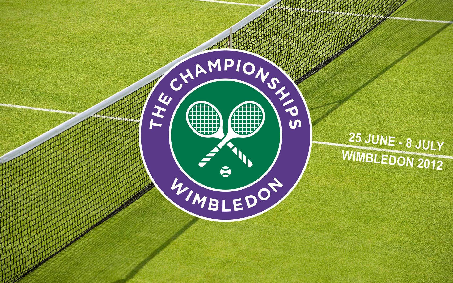 Wimbledon Logo På Græs Grøn Tapet Wallpaper