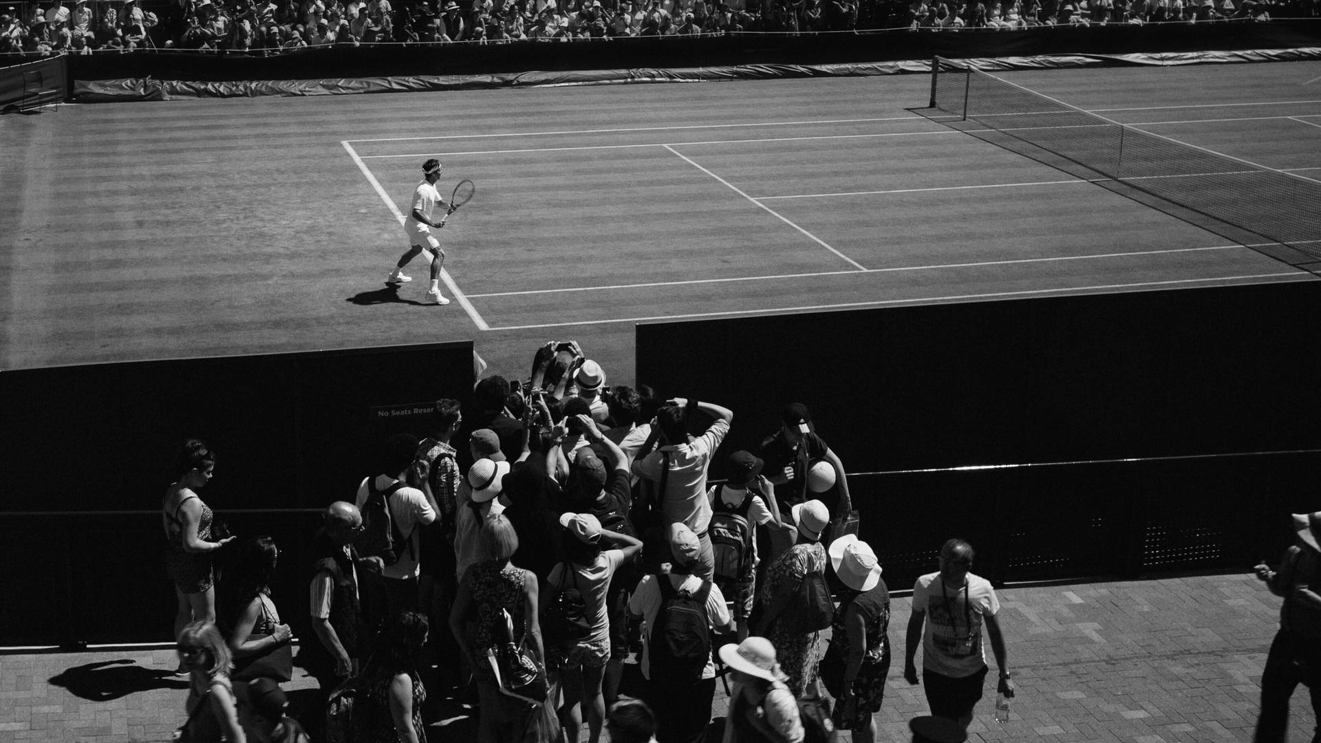 Jogadorde Tênis De Wimbledon, Foto Em Tons De Cinza Para Papel De Parede De Computador Ou Celular. Papel de Parede