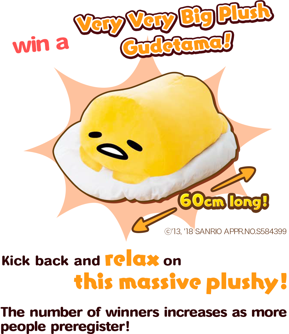 Wina Giant Gudetama Plush Advertisement PNG