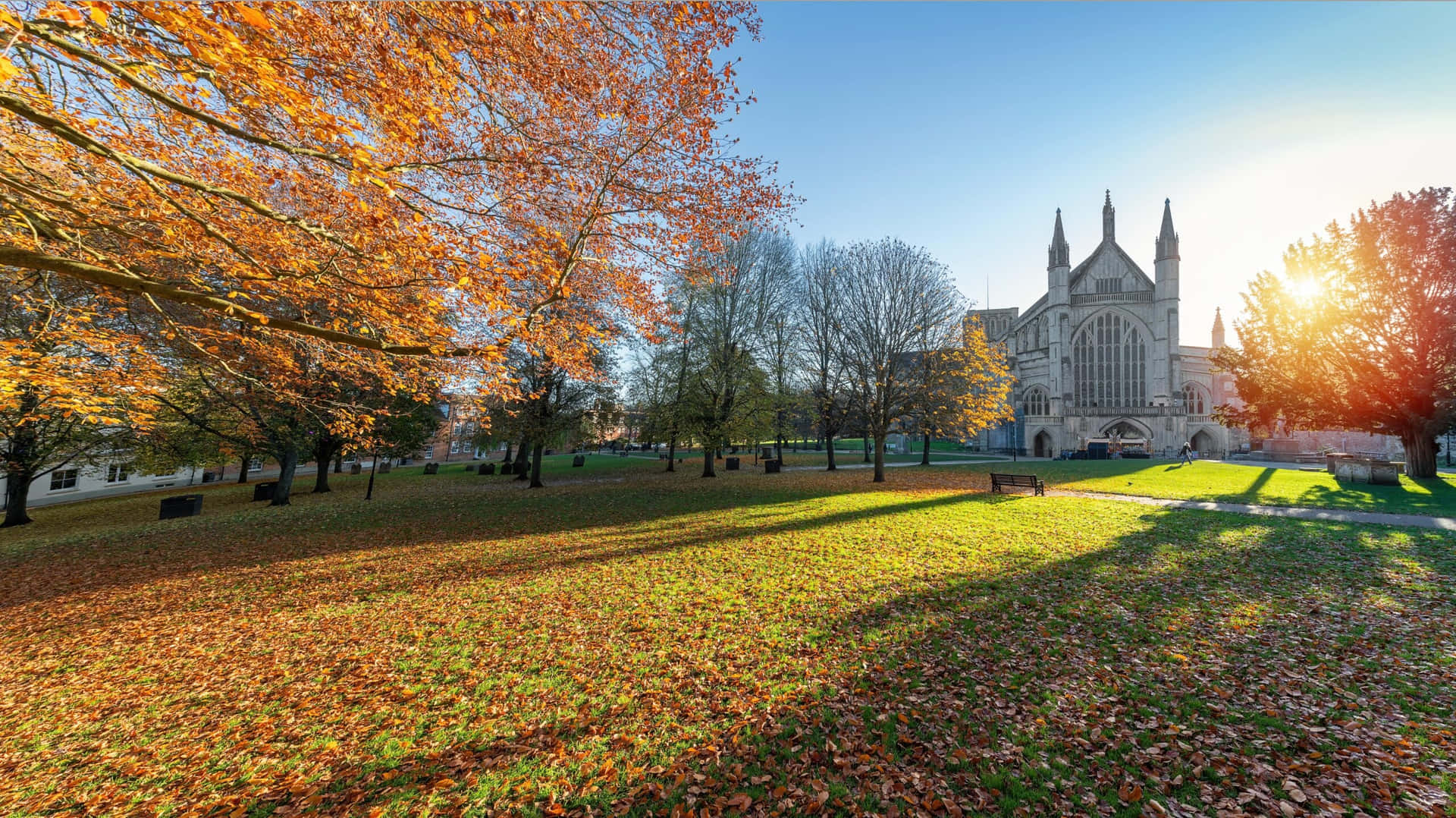 Winchester Cathedral Autumn Sunrise Wallpaper