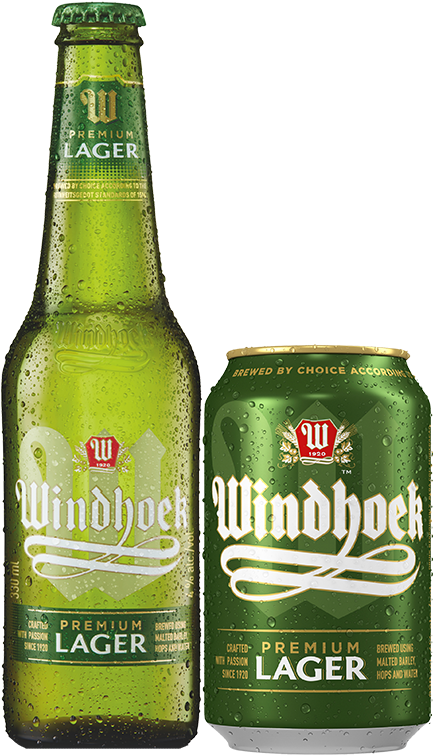 Windhoek Lager Bottleand Can PNG