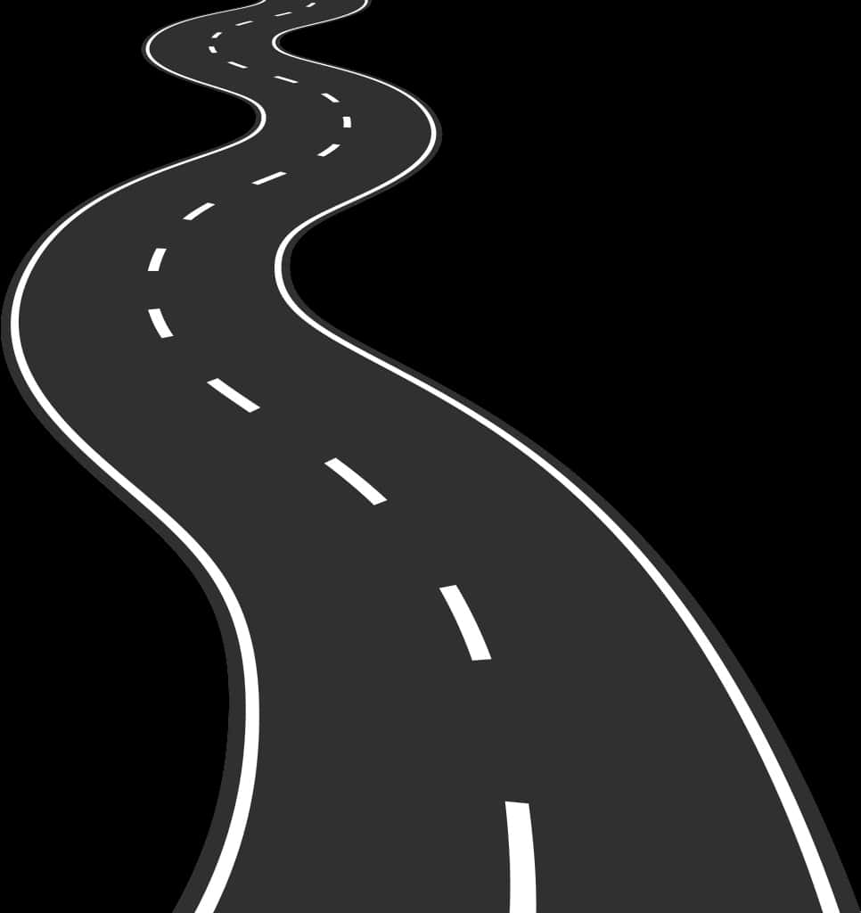 Winding Road Black Background PNG