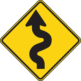 Winding_ Road_ Traffic_ Sign PNG