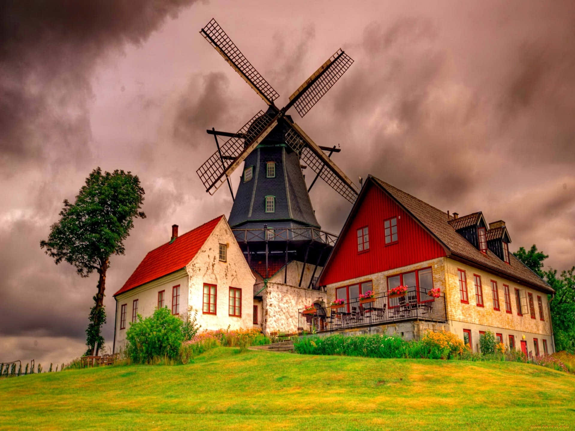 Enchanting Windmill against a vivid skyline
