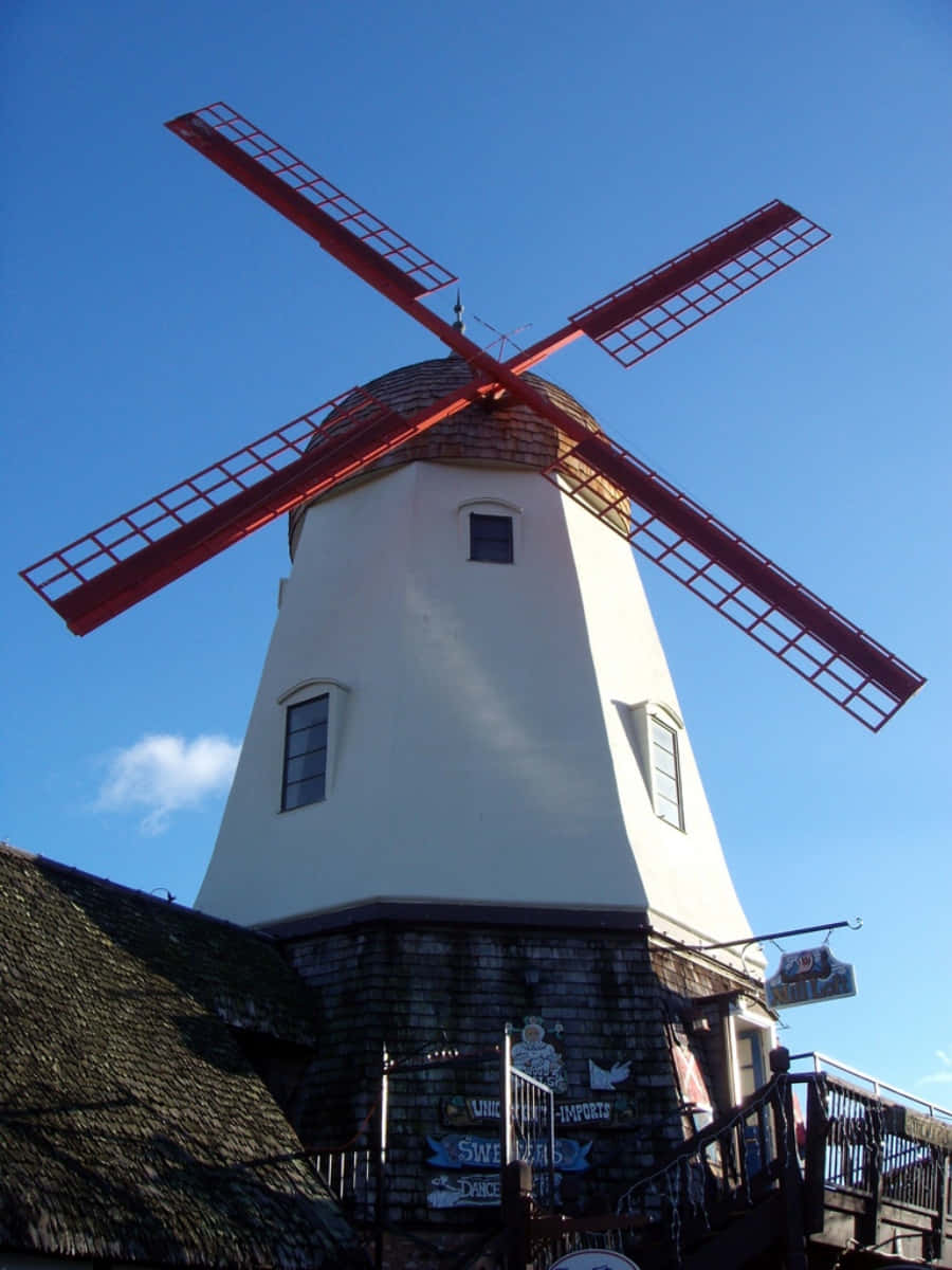 A peaceful view of a windmill