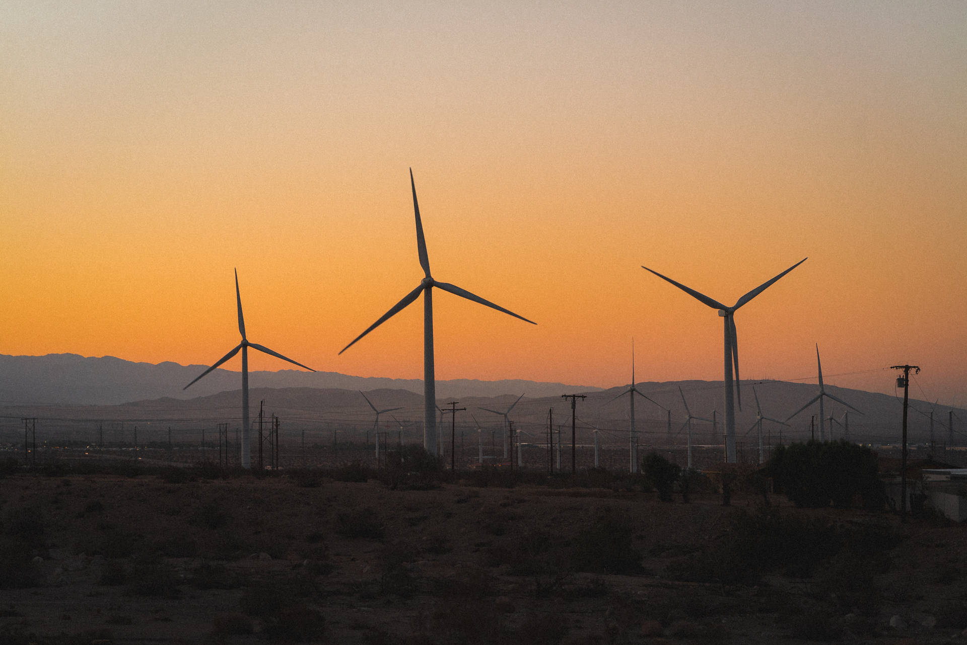 Windmills During Sunset Screensavers Wallpaper