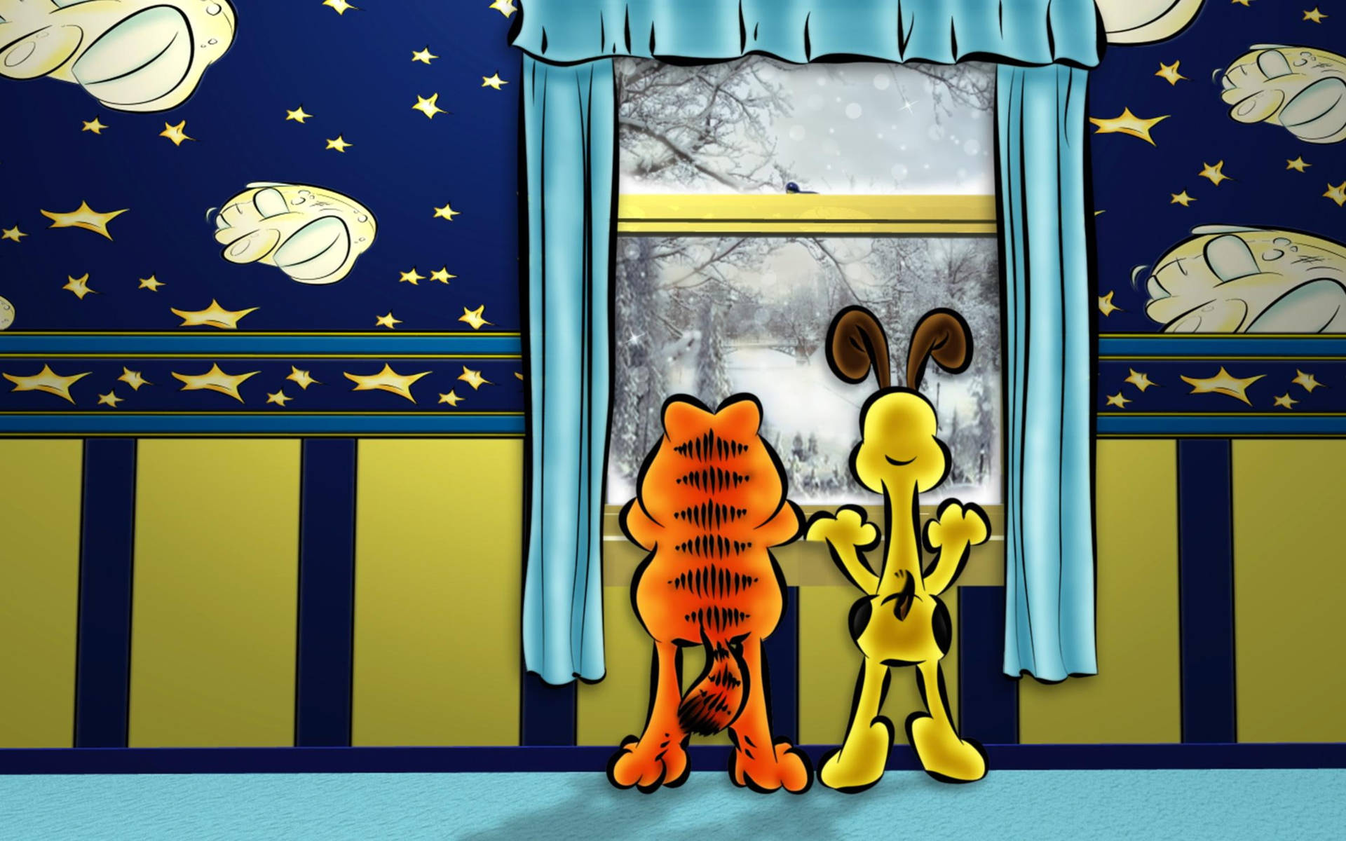 Window View Garfield And Odie Wallpaper