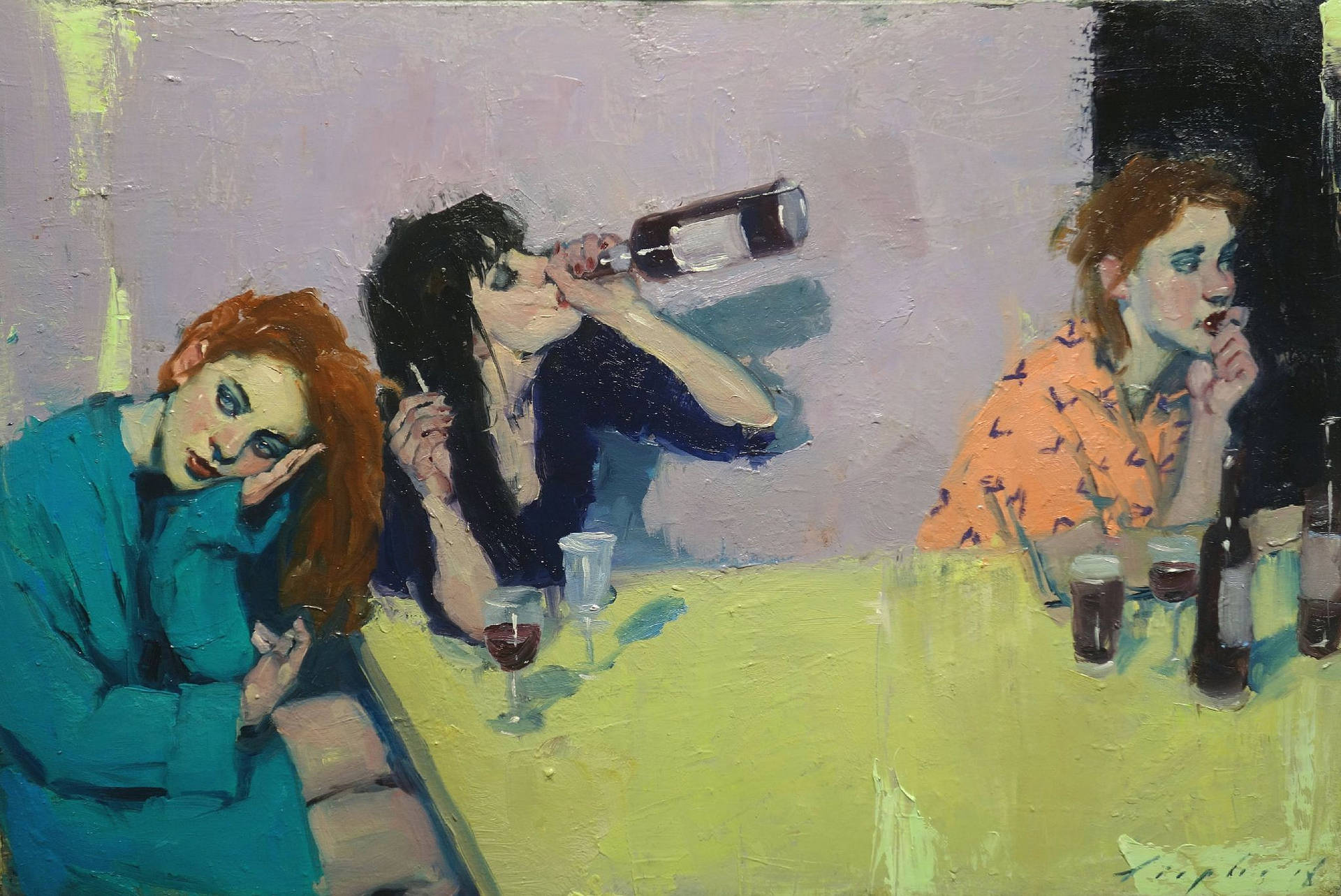Windows 11 4k Drinking Women Painting Wallpaper