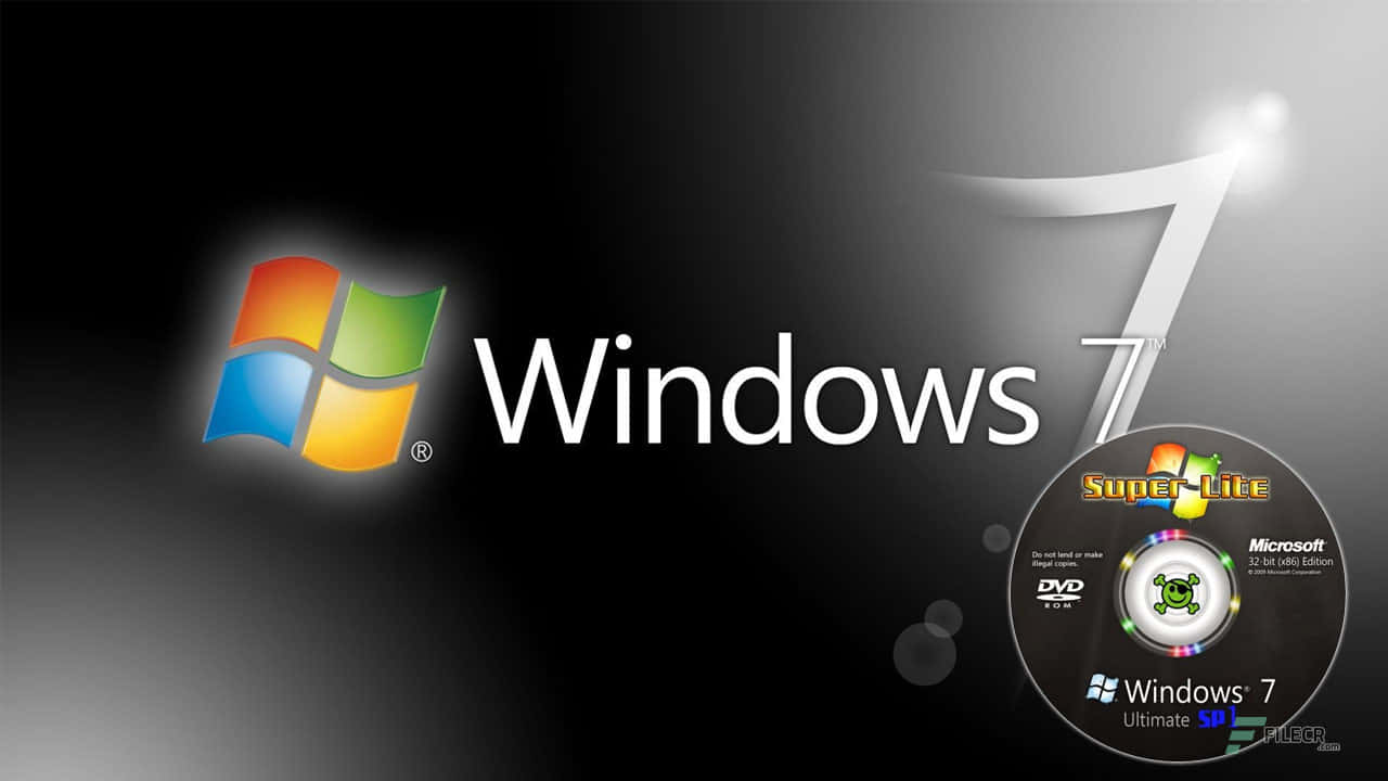 Windows 7 med ikonisk bjergside baggrund.