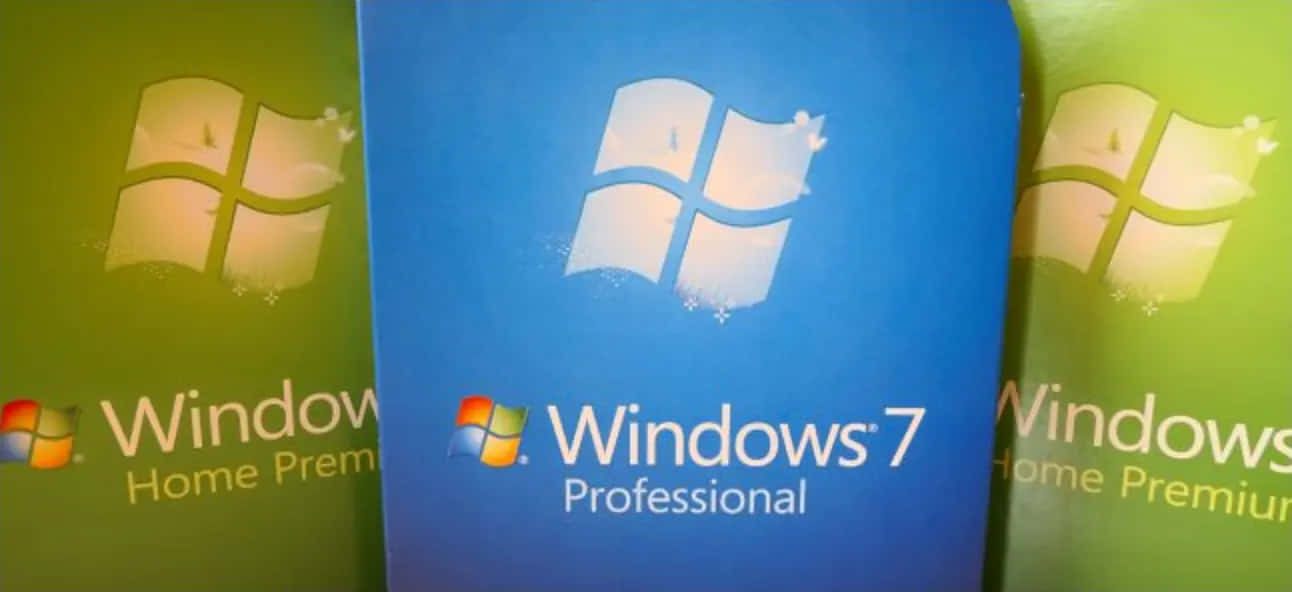 Den smukke blå visning af Windows 7.