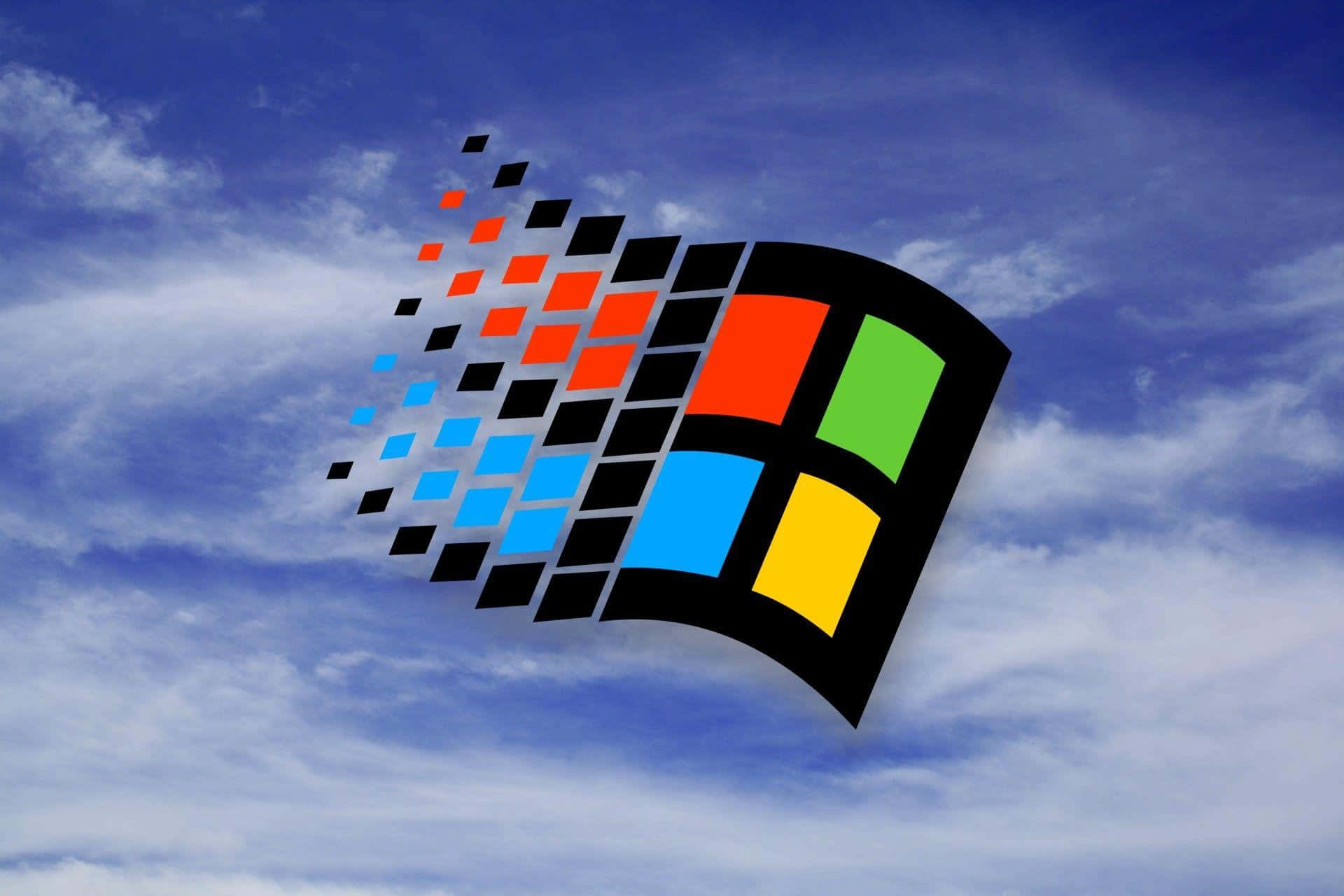 Einblauer Himmel Mit Einem Farbenfrohen Microsoft-logo.