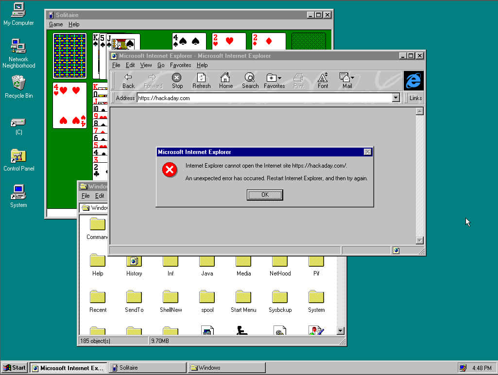 View of Windows 95 Desktop