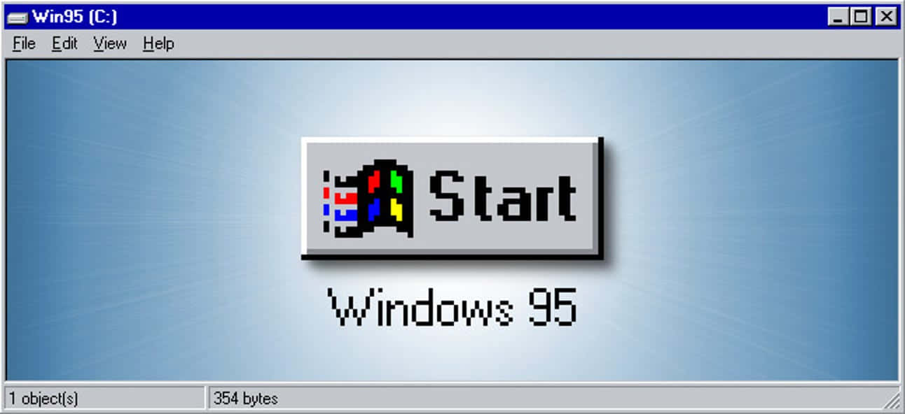 Den klassiske Microsoft Windows 95 skrivebordsbaggrund.