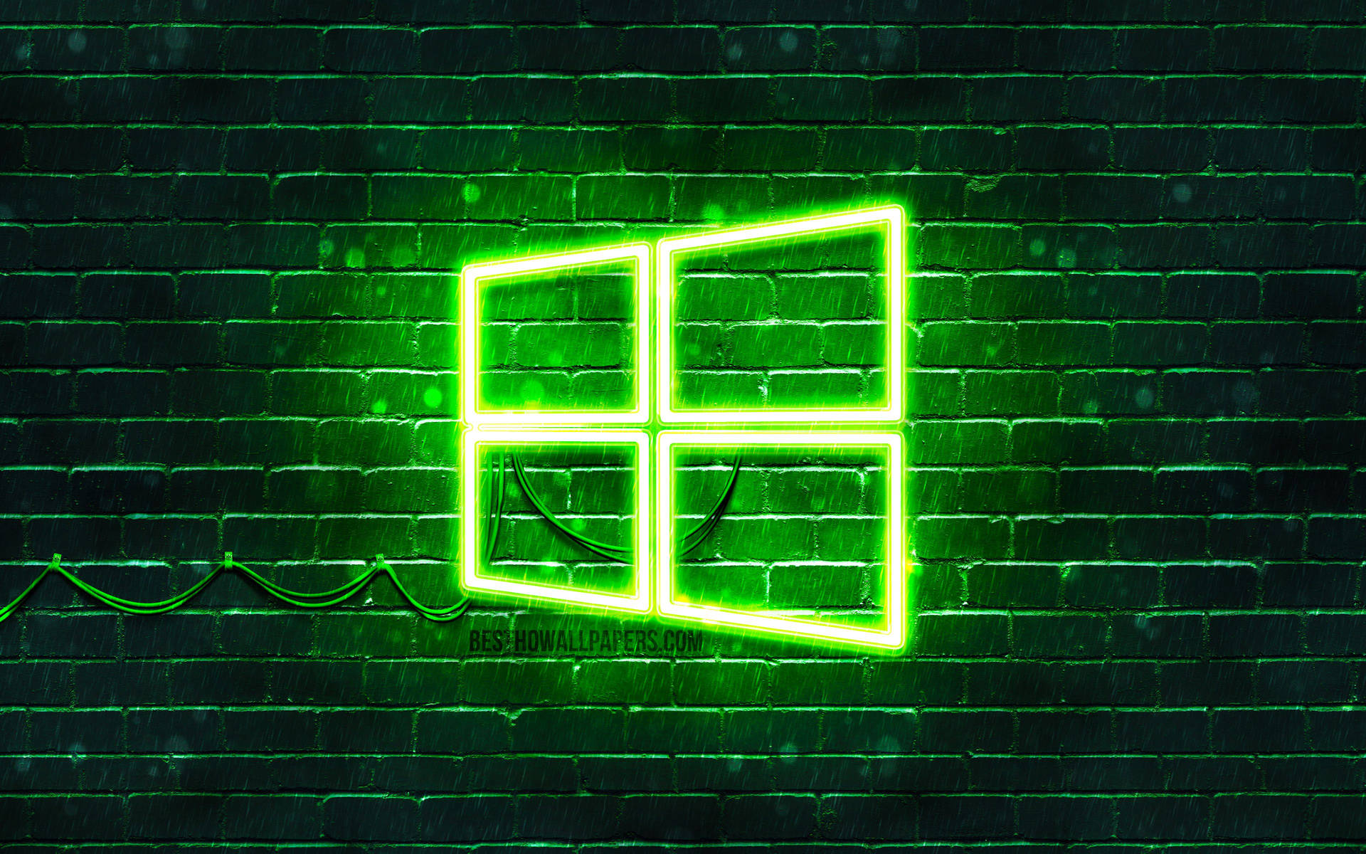Windows Logo Neon Green Aesthetic Wallpaper