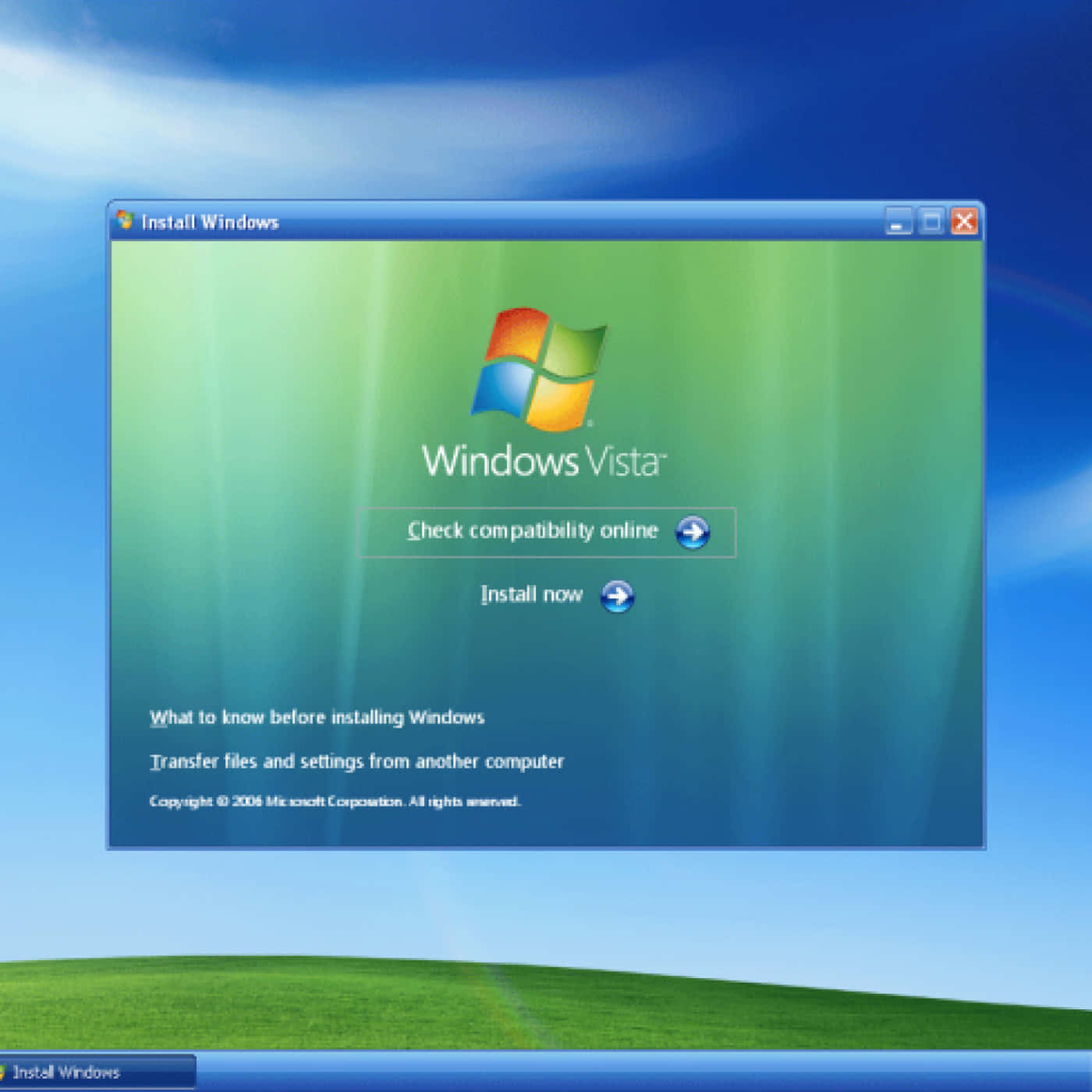 Billeder fra Windows Vista er på skærmen.