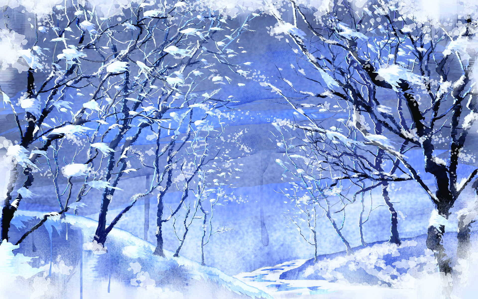 Windows Winter-themed Painting Wallpaper