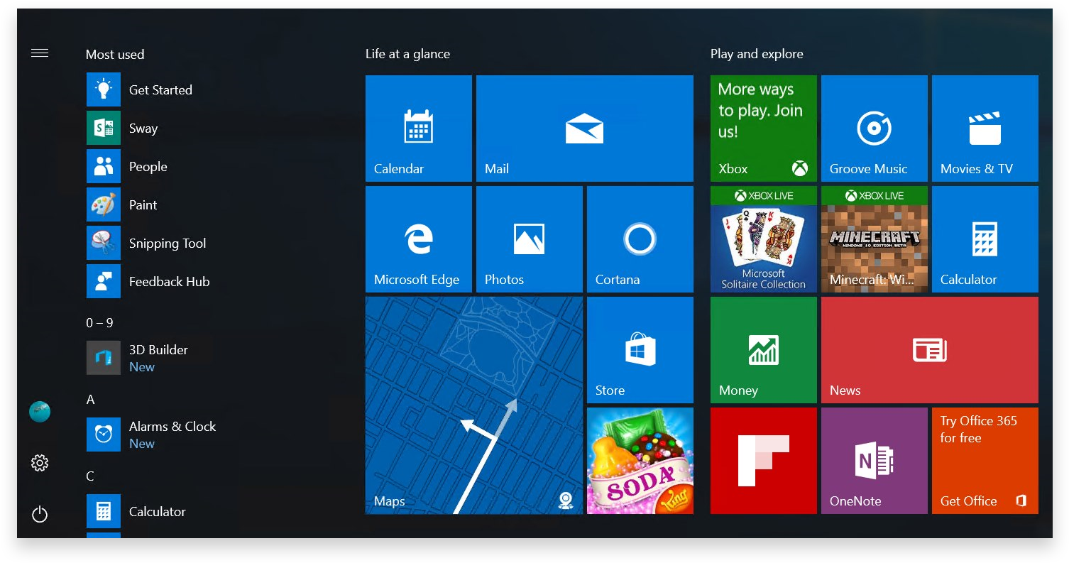 Windows10 Start Menu Screenshot PNG