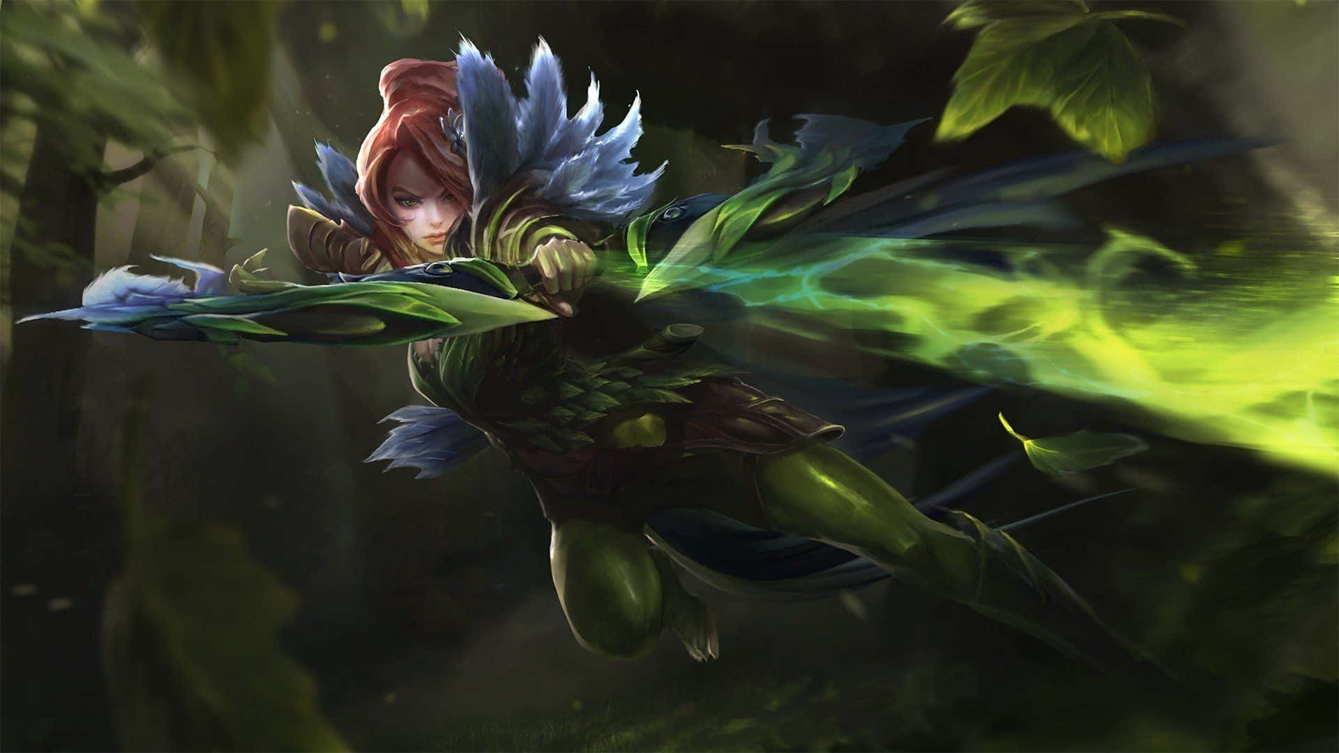 Windranger Unleashing her Power in Battle Wallpaper