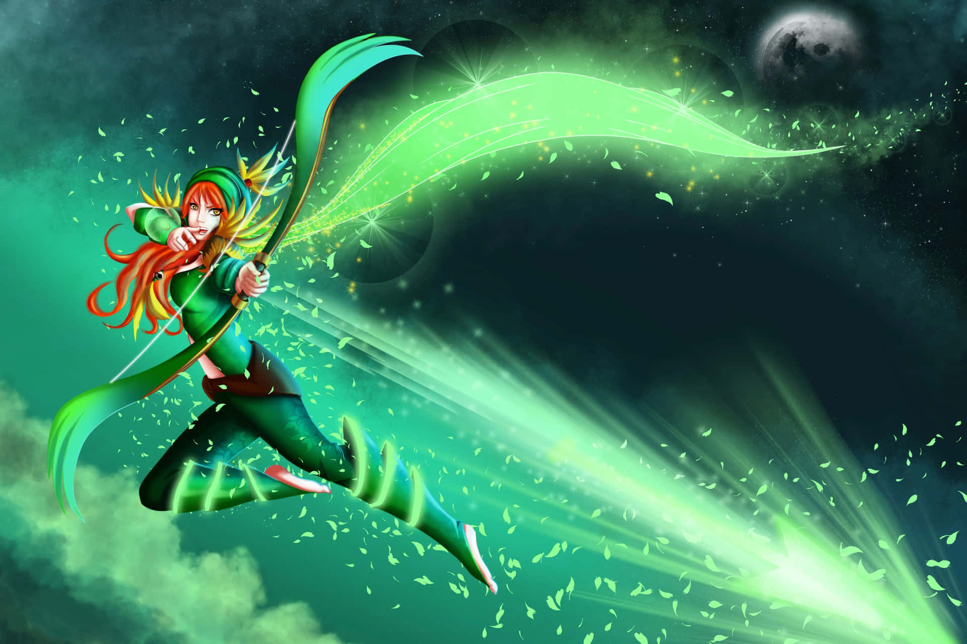 Windranger,la Arquera Habilidosa, En Acción. Fondo de pantalla