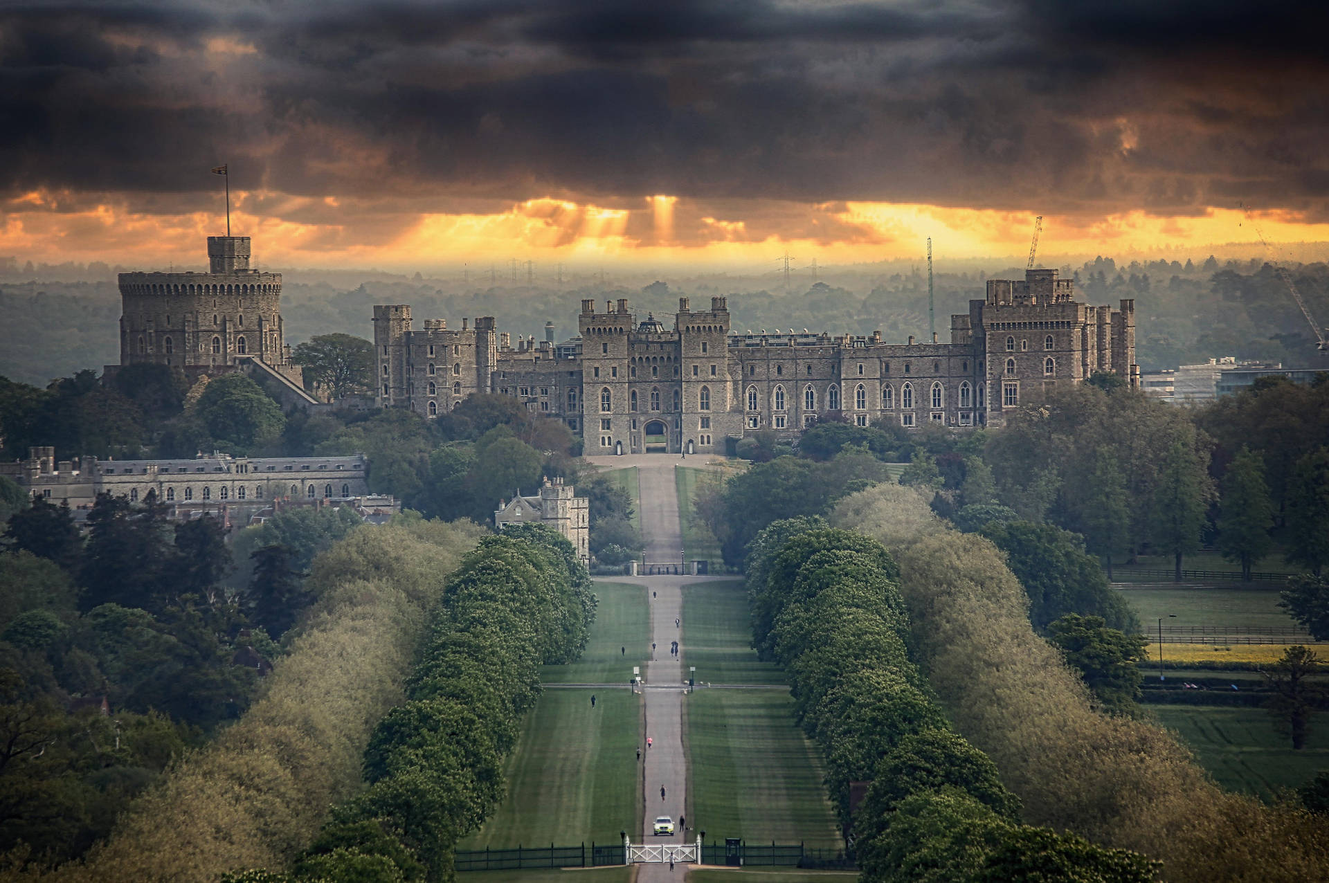 Windsor Castle Beneath Orange Sunset Sky Wallpaper