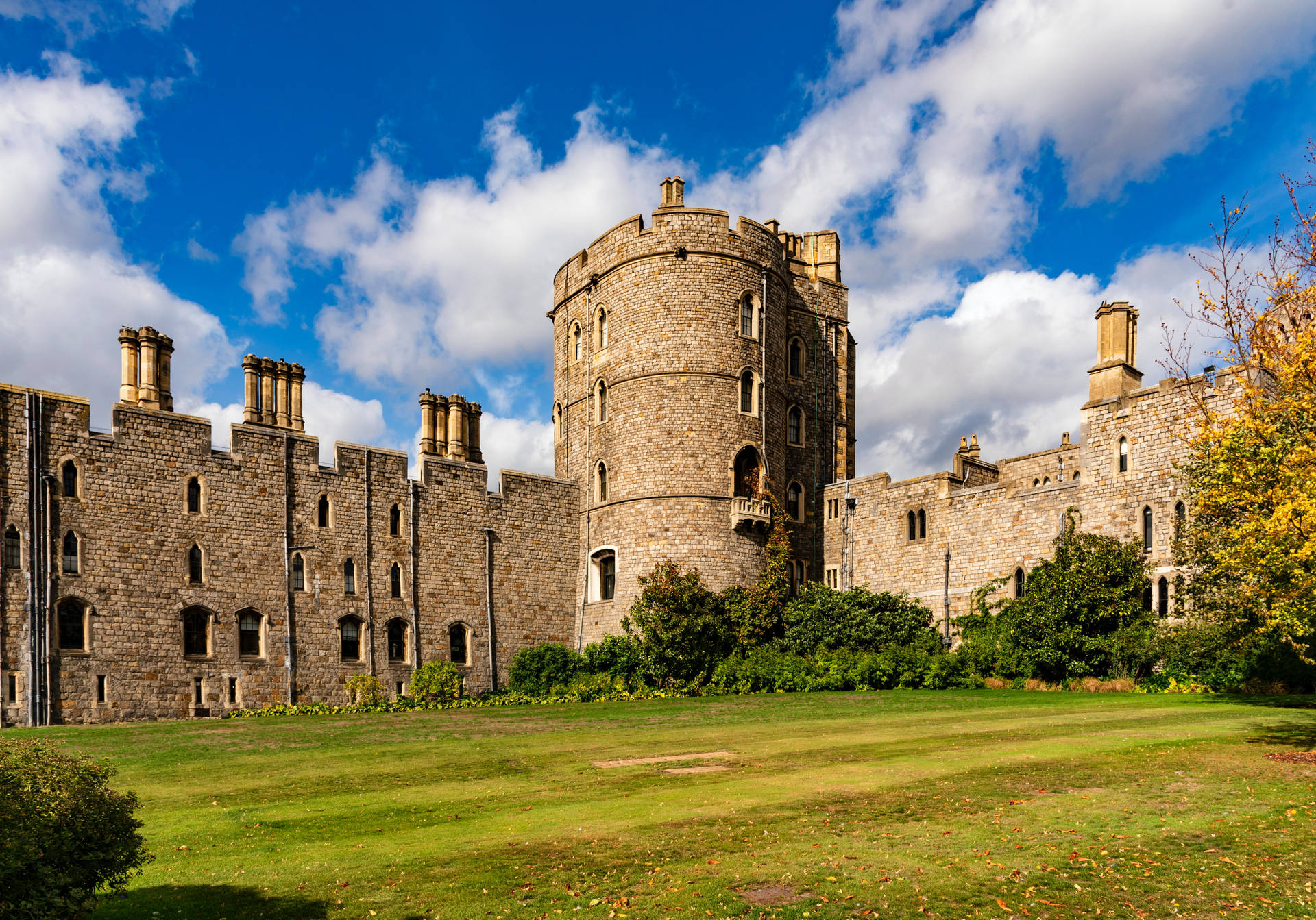 Windsor Slot Omgivet af Græs Wallpaper