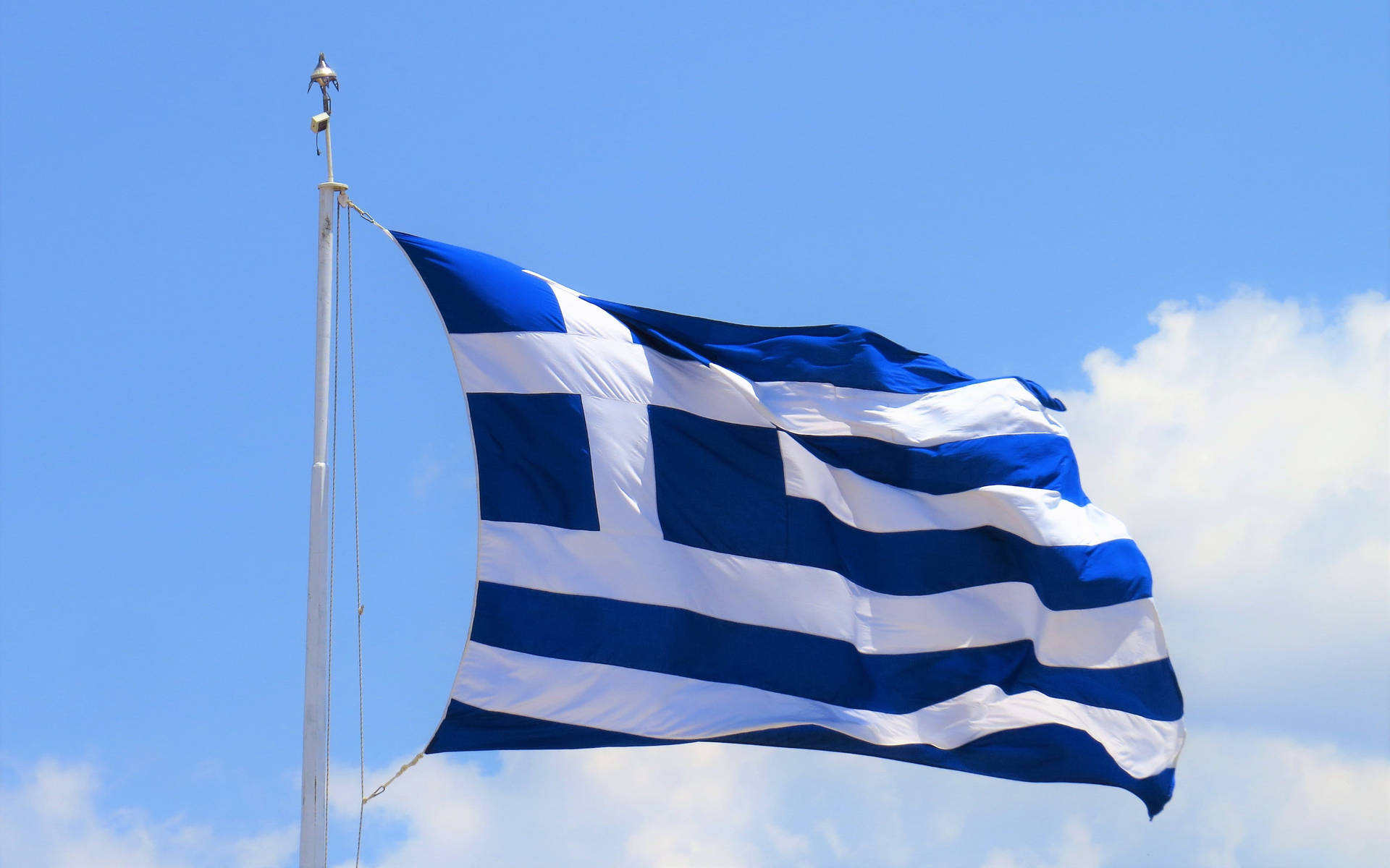 Blæsende Græsk Flag Wallpaper