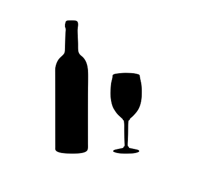Wine Bottleand Glass Silhouette PNG