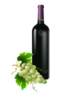 Wine Bottleand Grapes Vector Illustration PNG