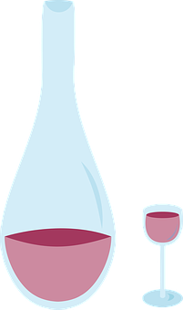 Wine Decanterand Glass Vector PNG