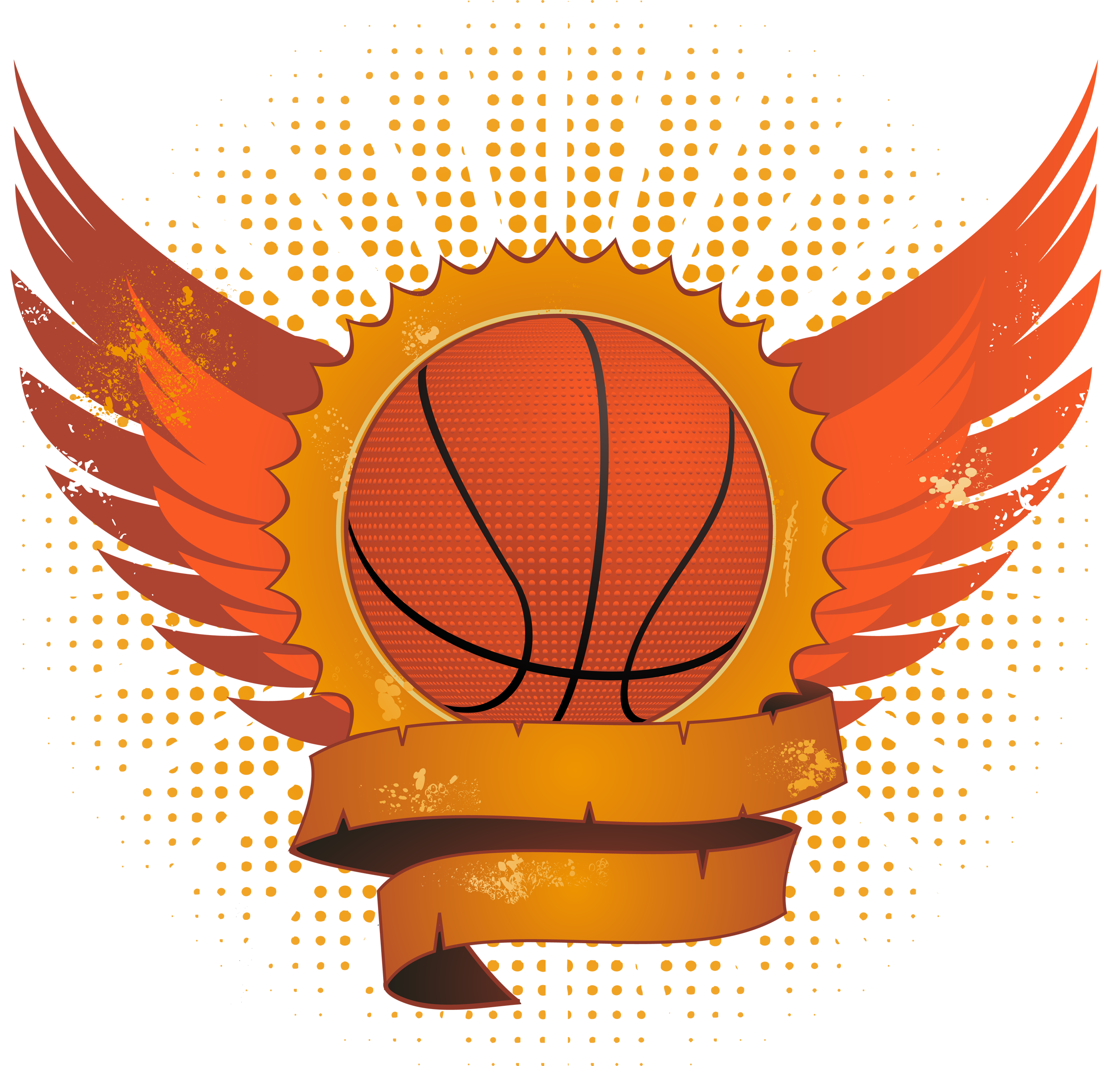Winged Basketball Logo Design PNG