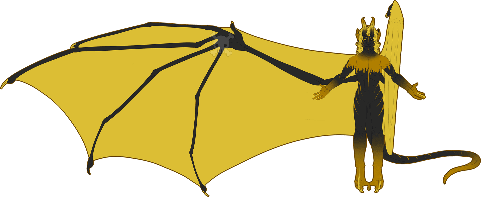 Winged Demon Illustration PNG
