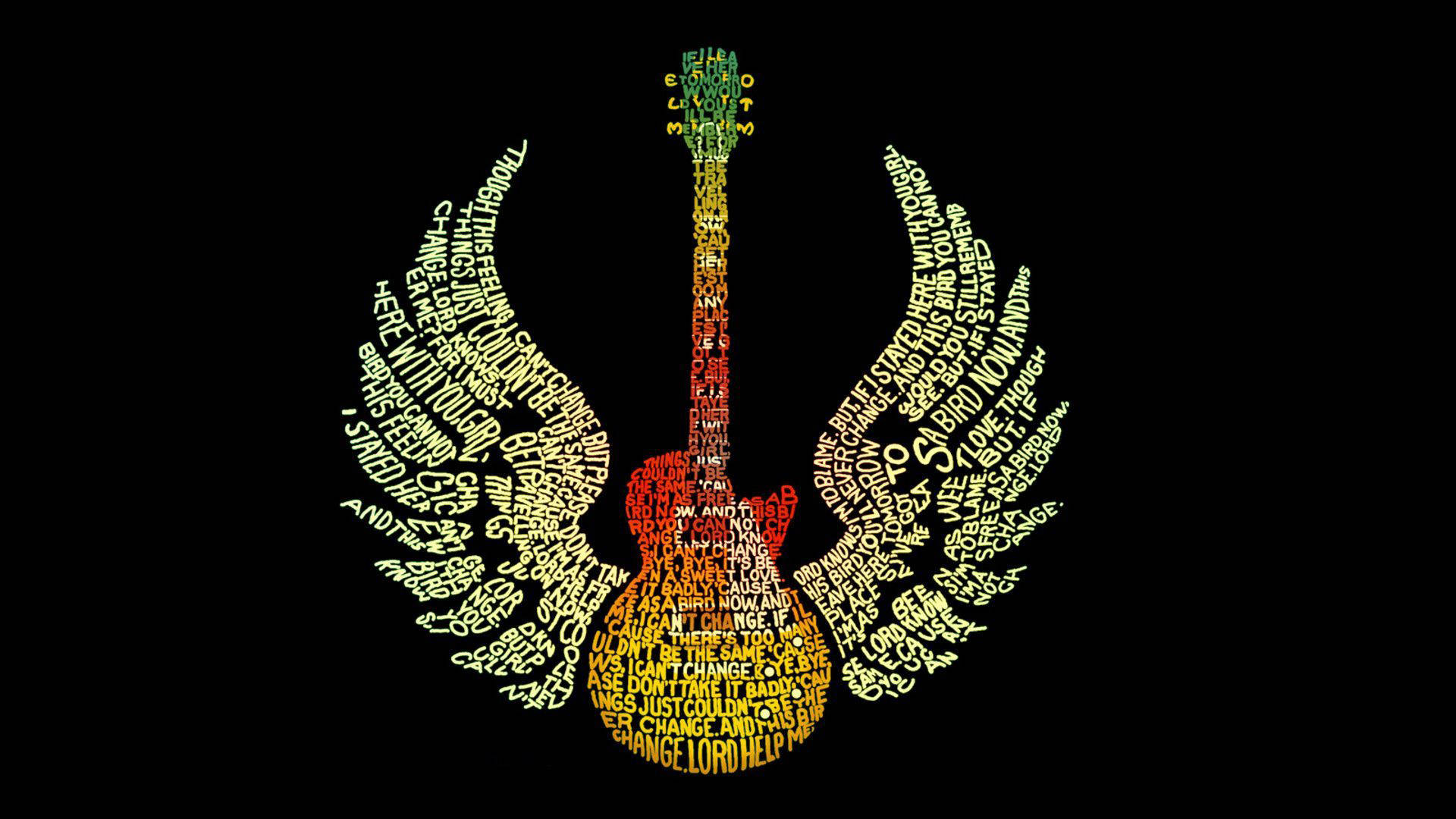 A Stunning Winged Electric Guitar Artwork Wallpaper