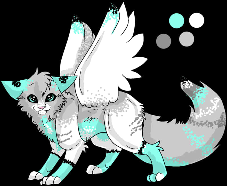 Winged Feline Fantasy Artwork PNG