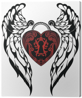 Winged Heart Love Tattoo Design PNG