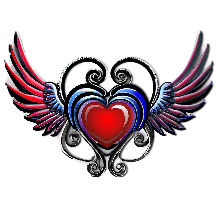 Winged Heart Outline Png Hmp PNG