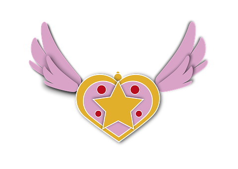 Winged Heartwith Star Graphic PNG
