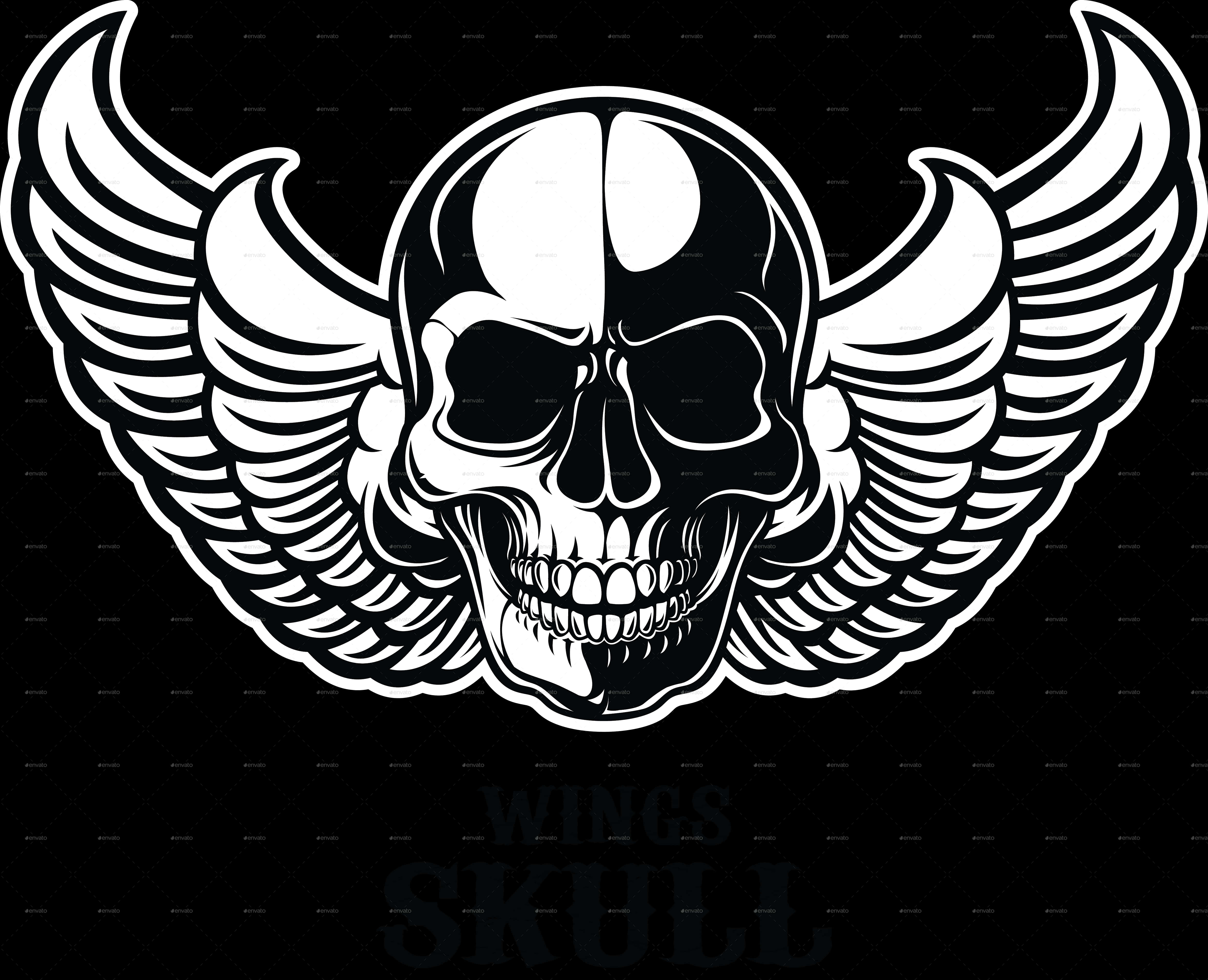 Winged Skull Graphic PNG