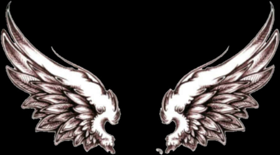 Winged Symmetry Tattoo Design PNG