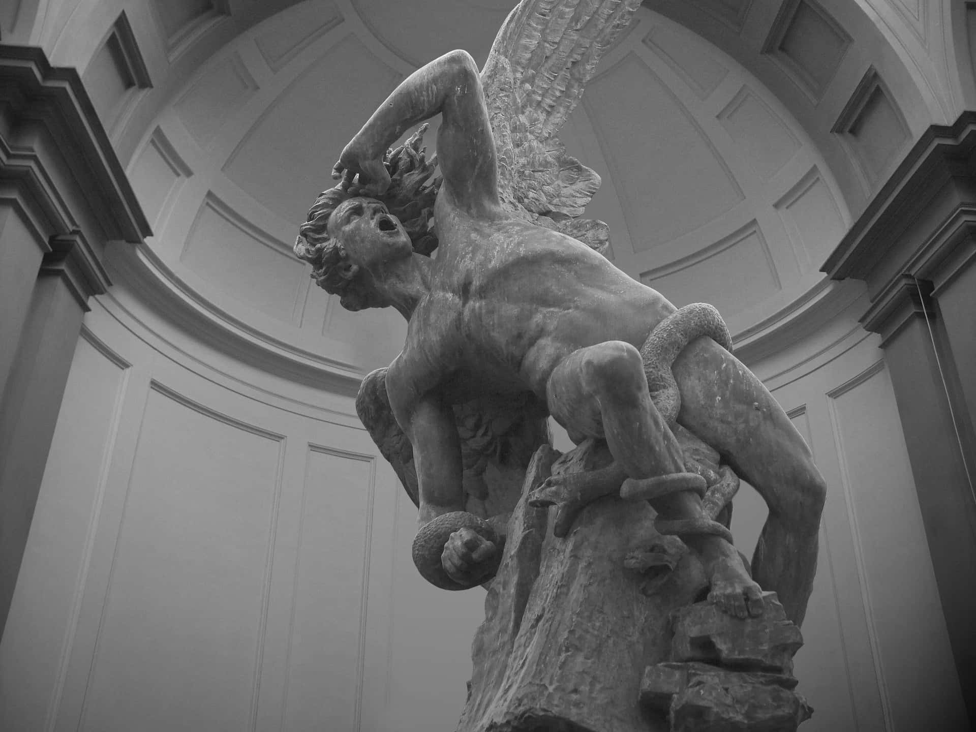 Winged_ Victory_ Sculpture_ B W Wallpaper