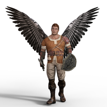 Winged Warrior Fantasy Artwork PNG