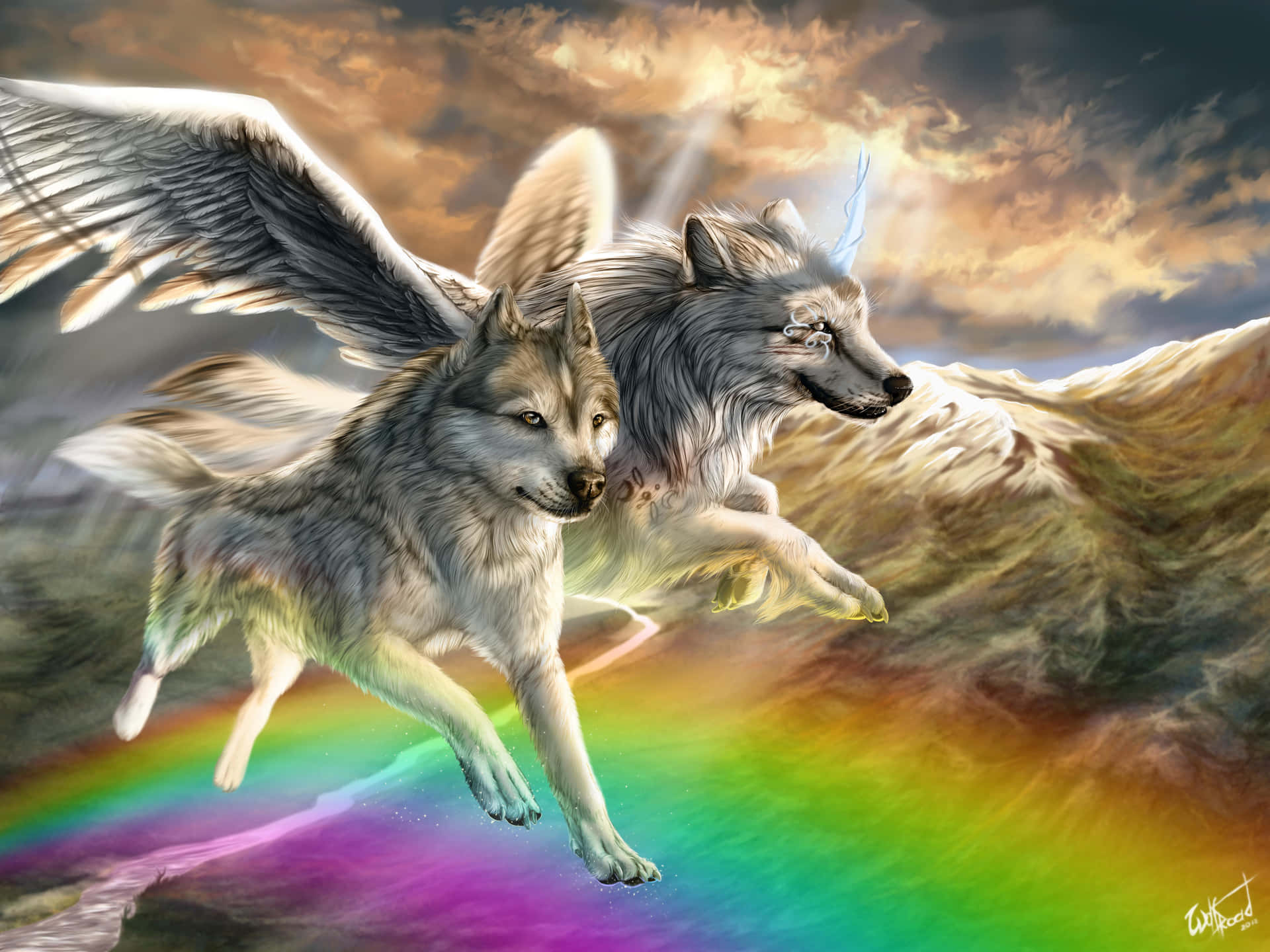 cute anime wolves with wings