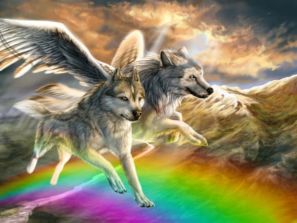 The Majestic Winged Wolf Wallpaper