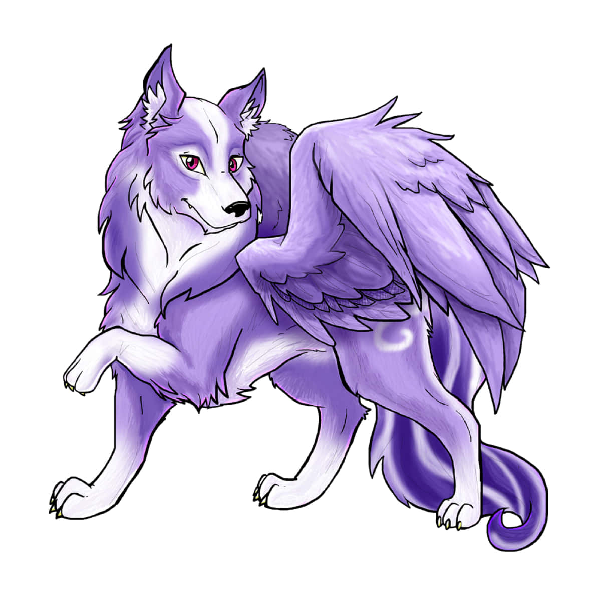 En lilla ulv med vinger på sin ryg Wallpaper