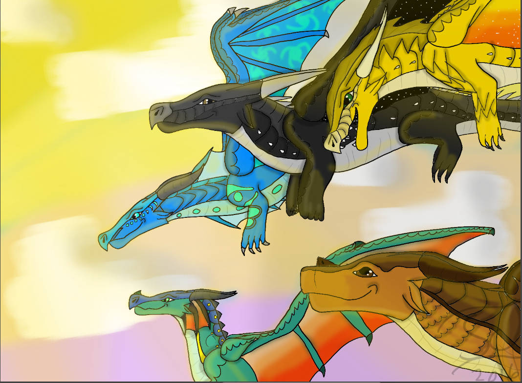 Wings Of Fire Characters Flying Wallpaper