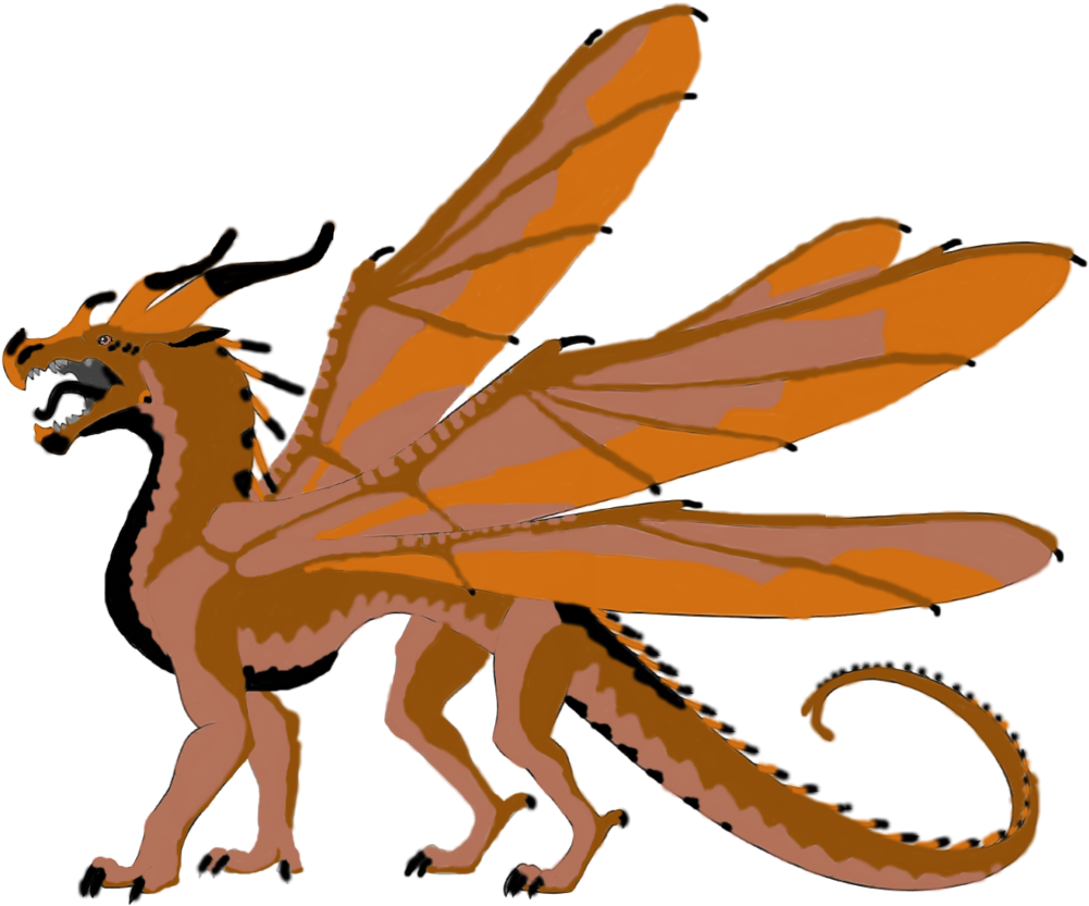 Wings_of_ Fire_ Orange_ Dragon_ Illustration PNG