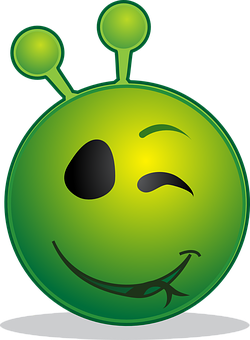 Winking Alien Emoji Graphic PNG