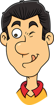 Winking Cartoon Man_ Vector PNG