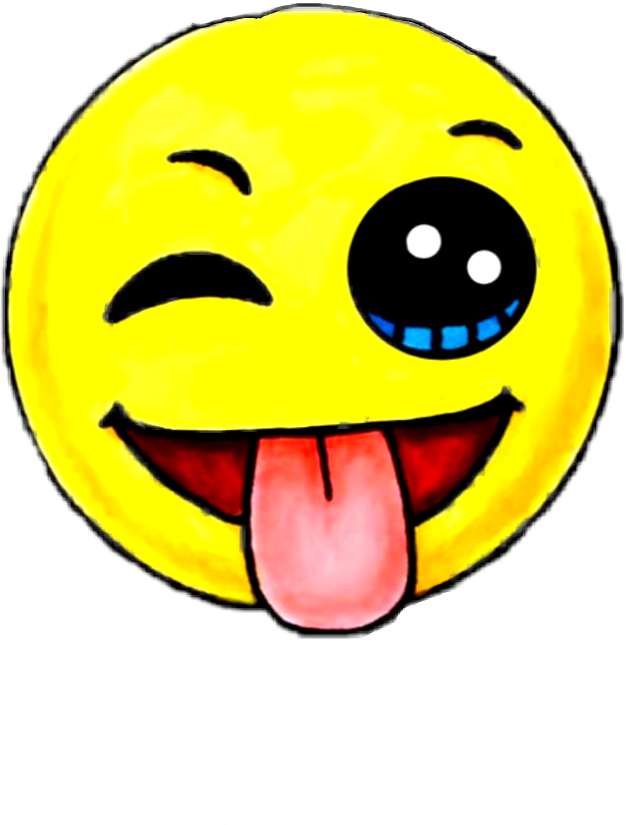 Winking Face With Tongue Out Emoji Art PNG
