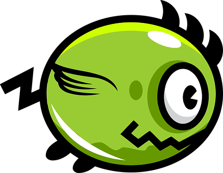 Winking Green Cartoon Character PNG