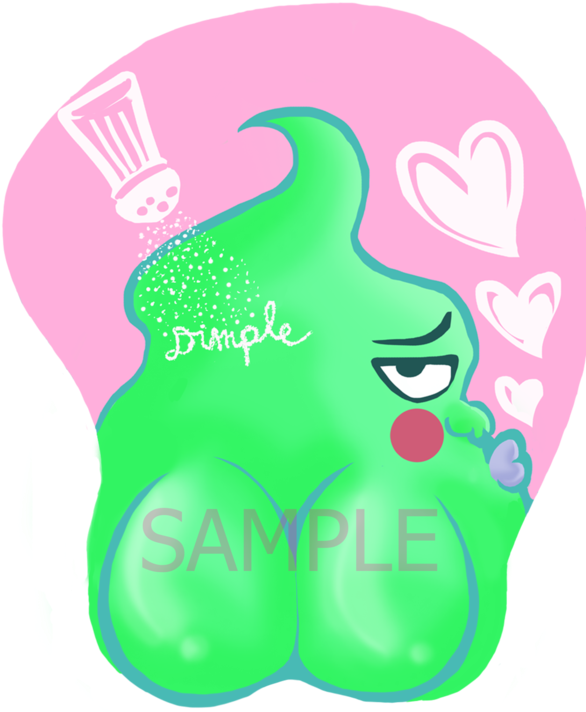 Winking Green Creature Cartoon PNG